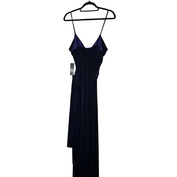 NWT Lulus Kylinna Velvet Sleeveless Wide-Leg Jumpsuit M Purple Wide Leg Holiday - Picture 4 of 16
